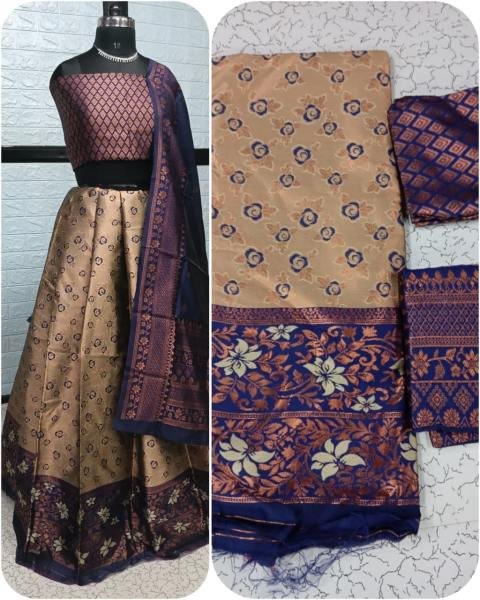 Pure Softy Silk Zari Half Lehenga Saree with Banarasi Dupatta at Manufacturer Rate Half Saree Lehenga