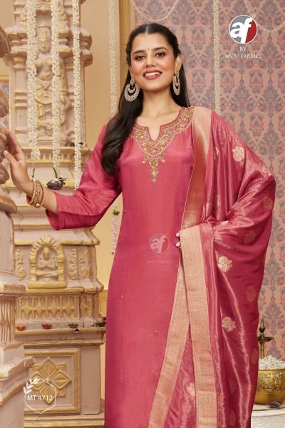 Pure Tissue Shimmer Handwork Kurti Pant with Dupatta Set At Wholesale Rate 3 Piece Kurti Set