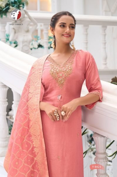 Pure Tissue Shimmer Handwork Kurti Pant with Dupatta Set At Wholesale Rate 3 Piece Kurti Set