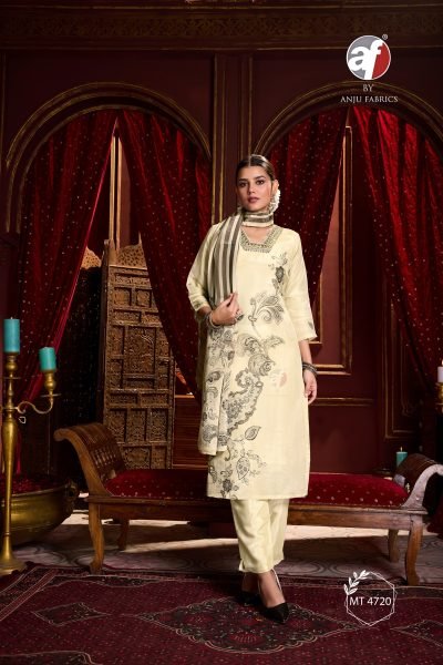 Pure Tissue Shimmer Handwork Kurti Pant with Dupatta Set At Wholesale Rate 3 Piece Kurti Set