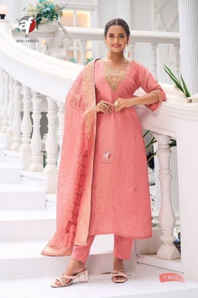 Pure Tissue Shimmer Handwork Kurti Pant with Dupatta Set At Wholesale Rate 3 Piece Kurti Set