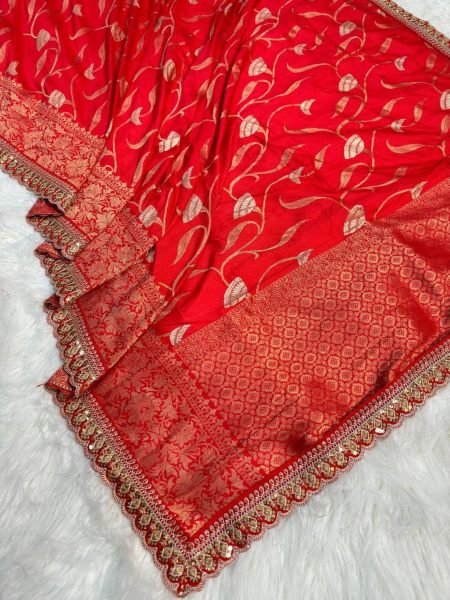 Pure Viscose Dola Silk Saree With Sequnce & Embroidered Cut Work border  Silk Sarees Wholesale