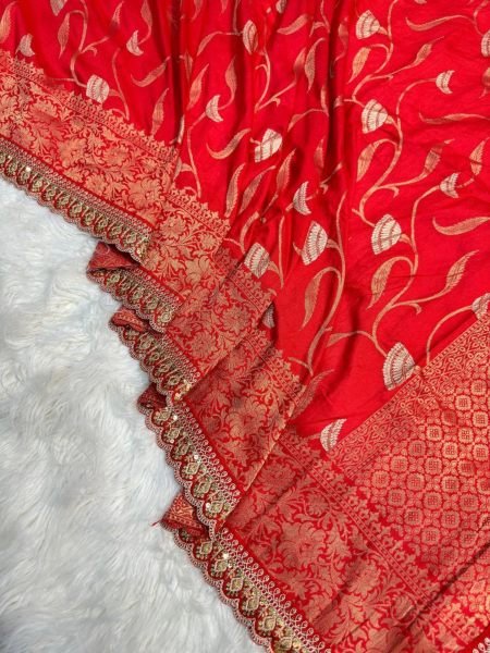 Pure Viscose Dola Silk Saree With Sequnce & Embroidered Cut Work border  Silk Sarees Wholesale