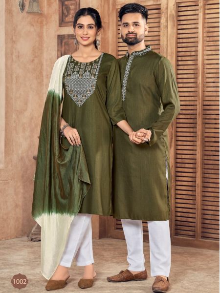 stylish couple banglori silk kurti with pyjama combo