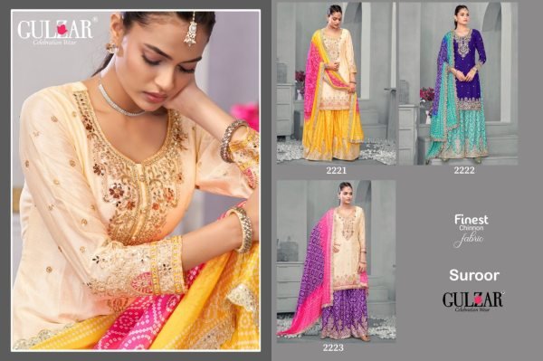 Cream Chinnon Sharara Suit with Mirror and Zari Work Bridal and Sangeet Wear Designer Plazzo Salwar Suits Wholesale