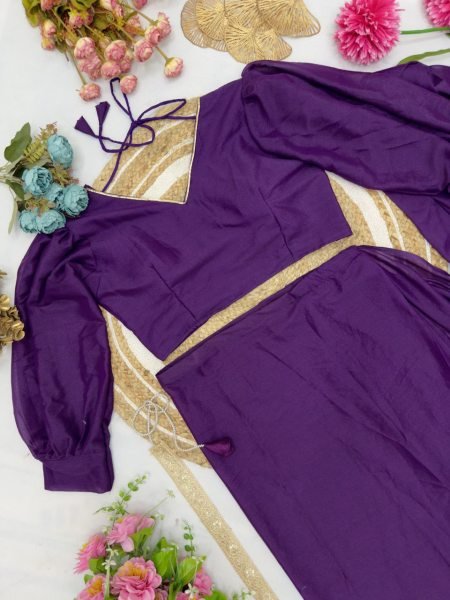 Purple Color Heavy Georgette Frill ready to wear Saree Wholosale Rate in Surat Ready To Wear Saree 