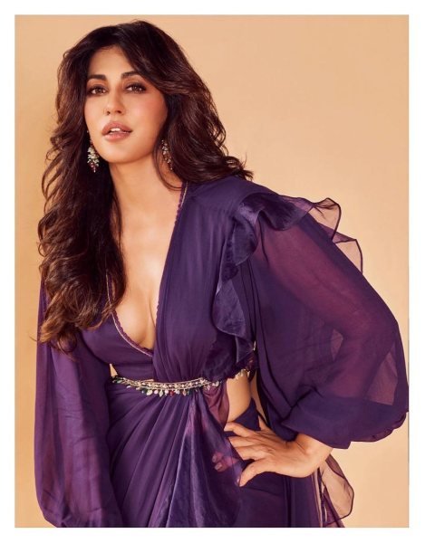Purple Color Heavy Georgette Frill ready to wear Saree Wholosale Rate in Surat Ready To Wear Saree 