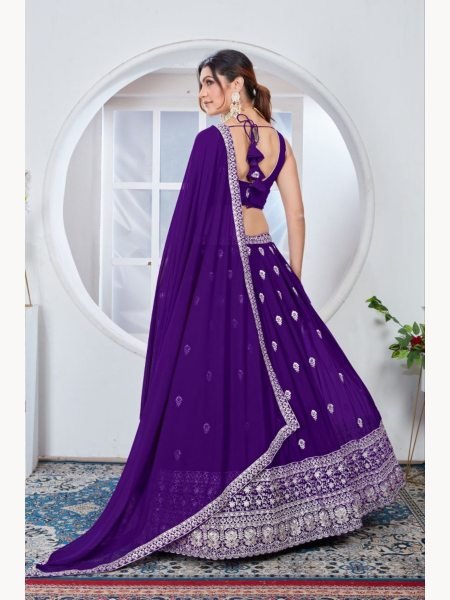 Purple Color Sequence Embroidery Work Lehenga Choli  Designer Lehenga Choli