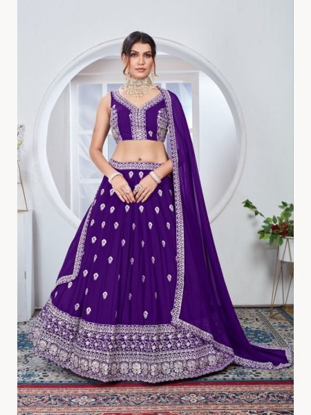 Purple Color Sequence Embroidery Work Lehenga Choli  Designer Lehenga Choli