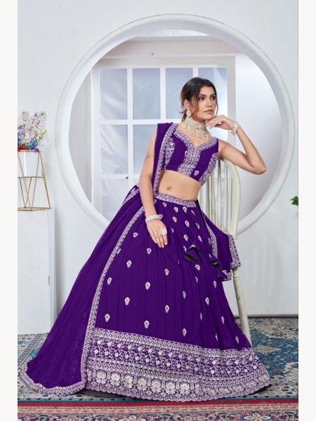 Purple Color Sequence Embroidery Work Lehenga Choli  Designer Lehenga Choli