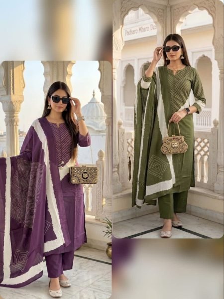 Purple Cotton Kurta Set with Embroidery Work and Malmal Dupatta for Daily Wear Embroidery Kurtis 