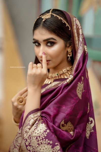 Purple Cotton Silk Banarasi Saree With Blouse Banarasi Saree Wholesale