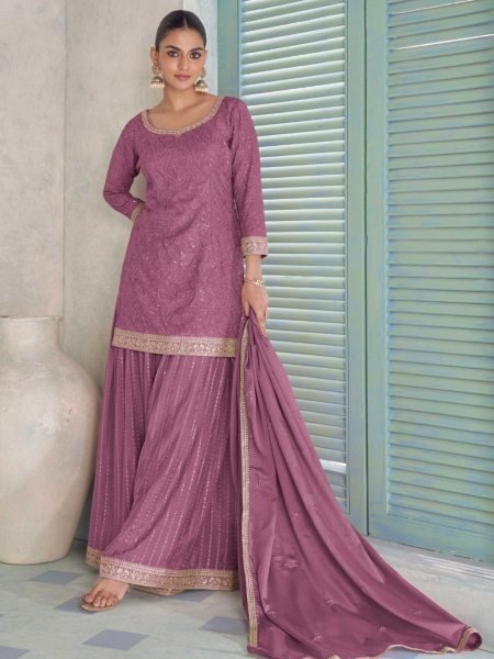 Purple Embroidered Salwar Suit Set From The Gulkayra Designer CHAKORI Collection   Designer Plazzo Salwar Suits Wholesale