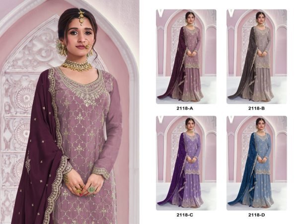 Purple Fancy Chinon Palazzo Dress Material Style Suit for Boutique Collection Designer Plazzo Salwar Suits Wholesale