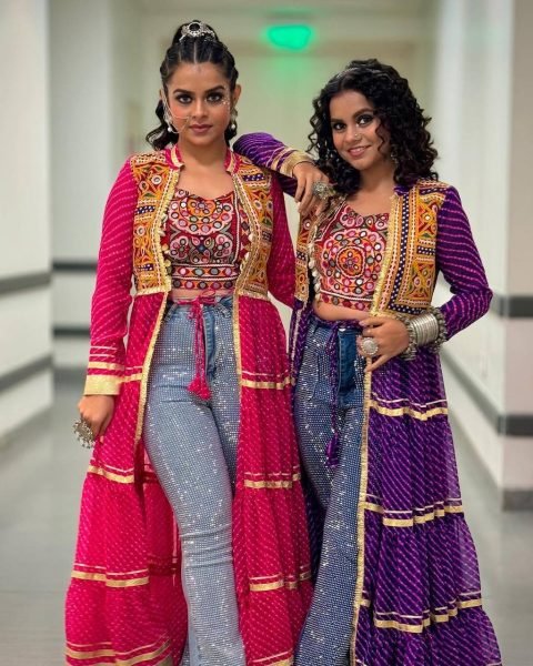 Purple Faux Georgette Shrug Set with Heavy Embroidery and Fancy Lace Work Navratri Collection