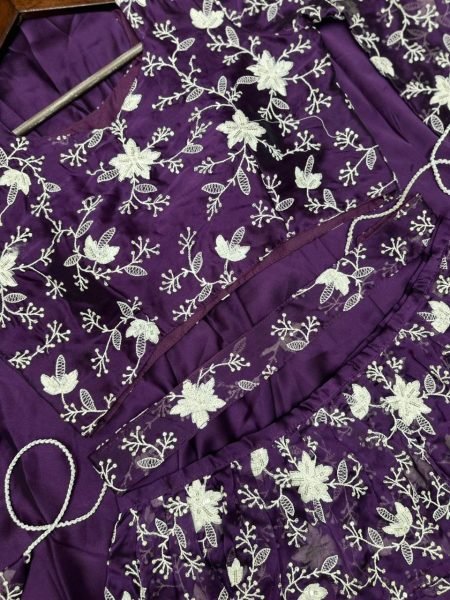 Purple Floral Embroidered Peplum Lehenga Set Ready to Wear Festive Elegance Ready To Wear Saree 