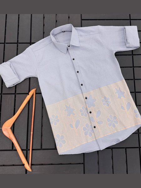 Purple Floral Printed And Embroidered Soft Cotton Designer Casual Shirt  