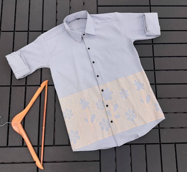 Purple Floral Printed And Embroidered Soft Cotton Designer Casual Shirt  Mens Shirt