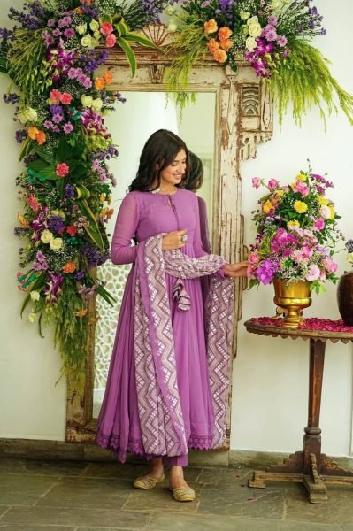 Purple Georgette Anarkali Suit Set Anarkali Kurtis 