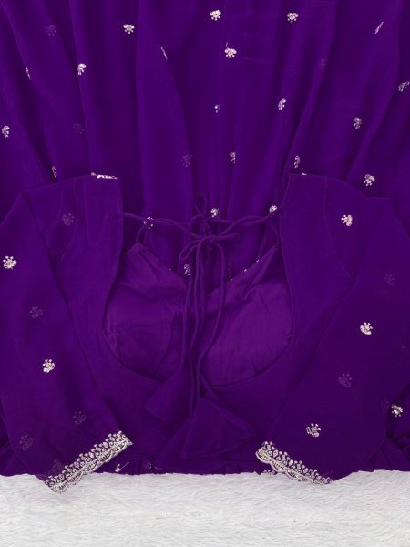 Purple Georgette Embroidery Anarkali Suit Set with Dupatta Ready to Wear for Celebrations Ready To Wear Collection