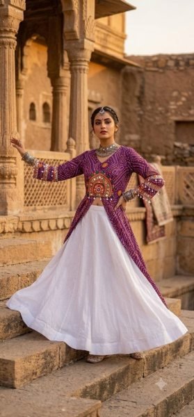Purple Heavy Rayon Lehenga with Full Ghera and Fox Georgette Printed Kurti For Reseller  Navratri Lehnega Choli