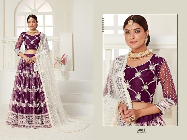 Purple Net Embroidered Wedding Wear Lehenga Designer Lehenga Choli