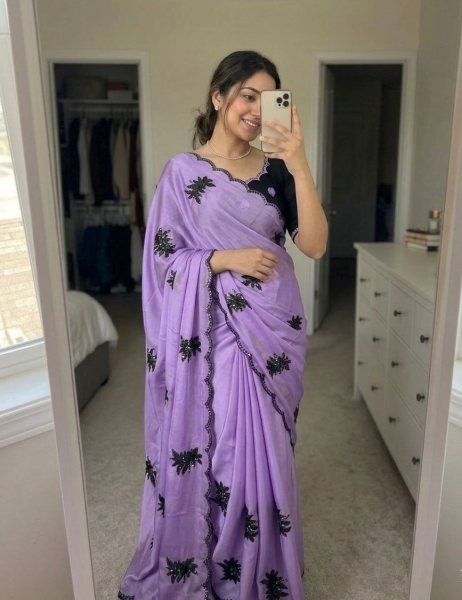 Purple Rangoli Silk Saree with Heavy Embroidery Work for Wedding Wear Silk Sarees Wholesale