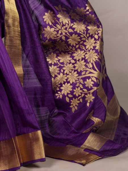 Purple Raw Silk Saree with Golden Zari Weaving for Wedding Wear  Silk Sarees Wholesale