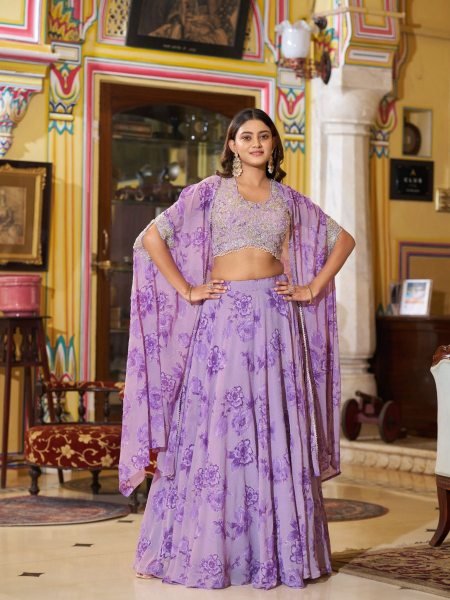 Purple Ready to Wear Georgette Lehenga Choli with Sequins Work for Festive Wear  Lehenga