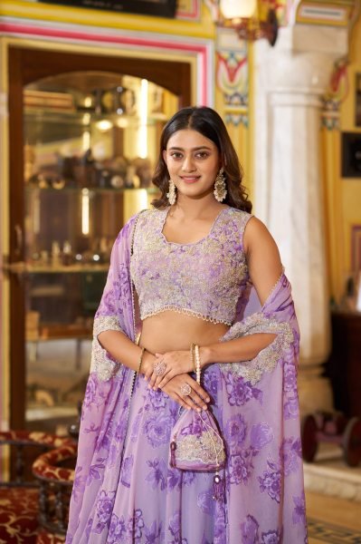 Purple Ready to Wear Georgette Lehenga Choli with Sequins Work for Festive Wear Designer Lehenga Choli