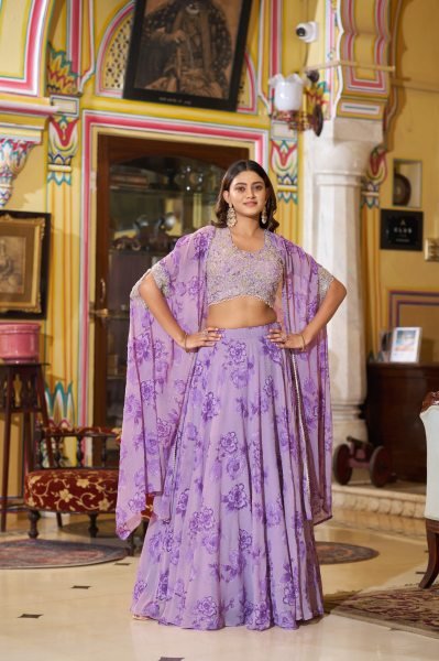 Purple Ready to Wear Georgette Lehenga Choli with Sequins Work for Festive Wear Designer Lehenga Choli