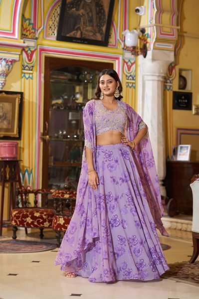 Purple Ready to Wear Georgette Lehenga Choli with Sequins Work for Festive Wear Designer Lehenga Choli