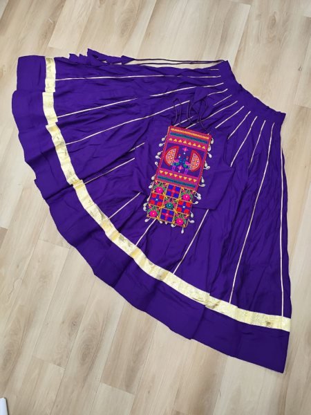 Purple Roman Silk Lehenga Choli with Heavy Flair Perfect for Garba Nights Navratri Lehnega Choli