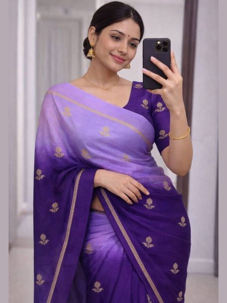 Purple Viscose Khadi Silk Saree with Jacquard Design for Party Wear Sarees 