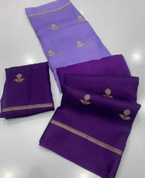 Purple Viscose Khadi Silk Saree with Jacquard Design for Party Wear Silk Sarees Wholesale