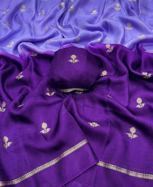 Purple Viscose Khadi Silk Saree with Jacquard Design for Party Wear Silk Sarees Wholesale