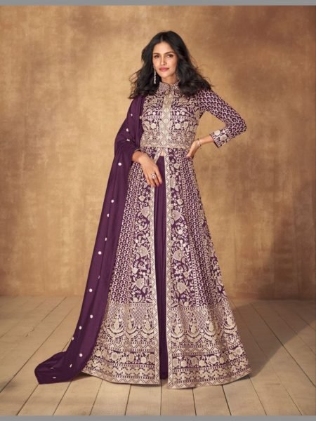 Purple Wedding Special Premium Silk Anarkali Suits Collection  Wedding Bridal Dress Wholesale