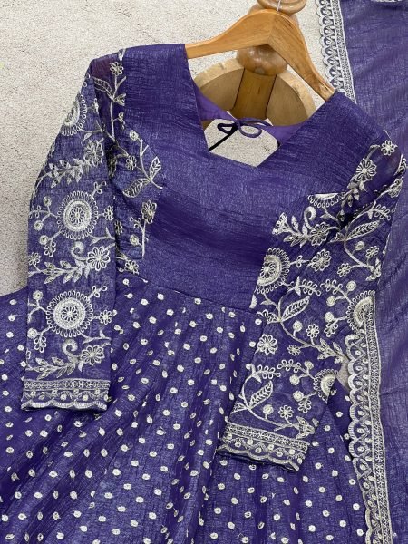 Purple Wedding Special Crunchy Silk Sharara Set with Embroidery Dupatta at Manufacturer Price  Plus Size Kurti / Gown