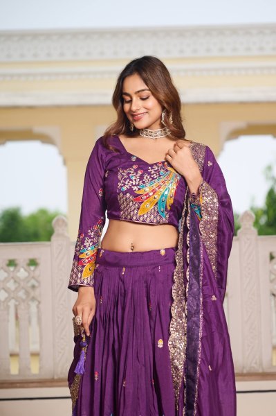 purple wine lehenga choli for weddings heavy sequin embroidery Designer Lehenga Choli