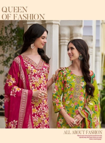 Radhika Lifestyle Everyday Cotton Charm Suit Set with Mulmul Dupatta Set to Set Full Set Kurti