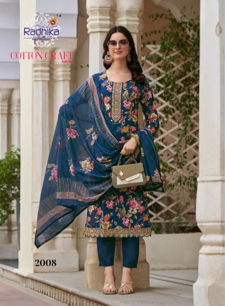 Radhika Lifestyle Everyday Cotton Charm Suit Set with Mulmul Dupatta Set to Set Full Set Kurti