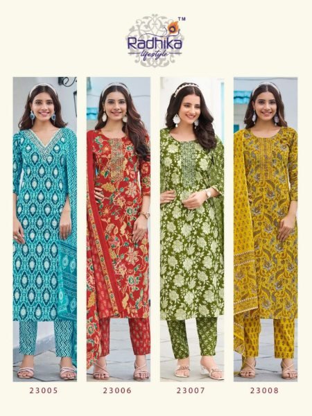 Radhika Lifestyle Printed Cotton Suit Set Stylish 3 Piece Combo for All Day Style Full Set Kurti
