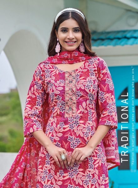 Radhika Lifestyle Printed Cotton Suit Set Stylish 3 Piece Combo for All Day Style Full Set Kurti