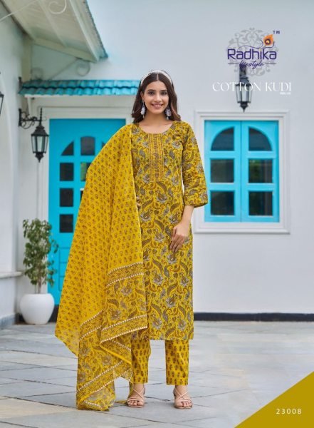 Radhika Lifestyle Printed Cotton Suit Set Stylish 3 Piece Combo for All Day Style Full Set Kurti