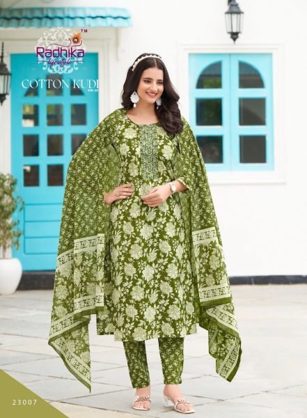 Radhika Lifestyle Printed Cotton Suit Set Stylish 3 Piece Combo for All Day Style Full Set Kurti