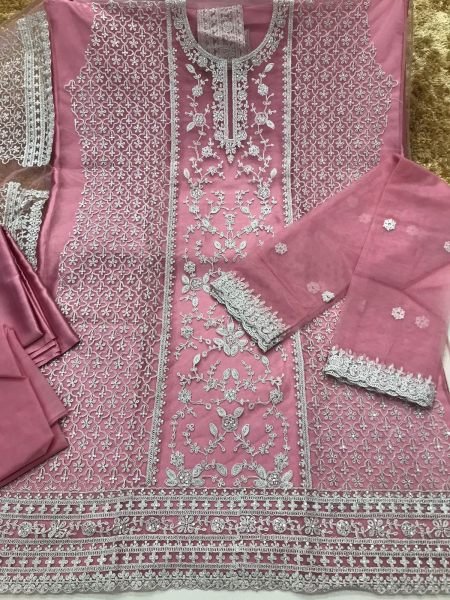 Radiant Baby Pink Butterfly Net Embroidery Suit Set With Dupatta for Wedding Wear  Embroidery Suits Wholesale