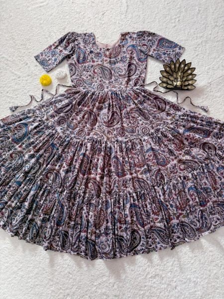 Radiant Baby Pink Women's Premium Cambric Cotton Kalamkari Print Midi Dress Western Ladies Top Wholesale