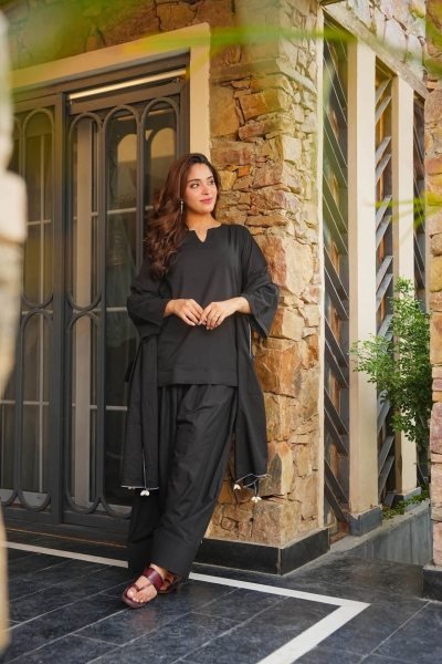 Radiant Black Cotton Kurti Patiala Gharara Set with Chinnon Dupatta at Manufacturer  Cotton Kurtis Wholesale