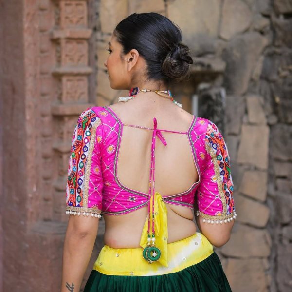 Radiant Bloom Muslin Lehenga with Floral Print and Real Mirror Work Perfect for Dazzling Garba Season Navratri Lehnega Choli