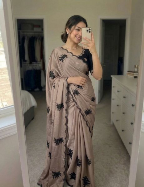 Radiant Brown Saree in Rangoli Silk with Sequence Work for Party Wear Silk Sarees Wholesale